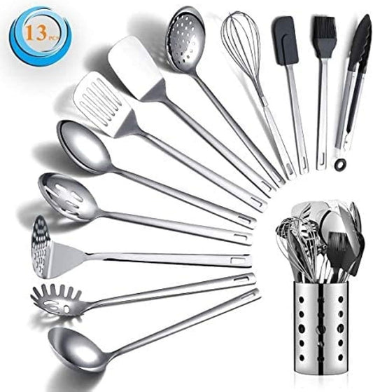 Stainless Steel Cooking Utensils Set, 13 Pieces Kitchen Utensils Set